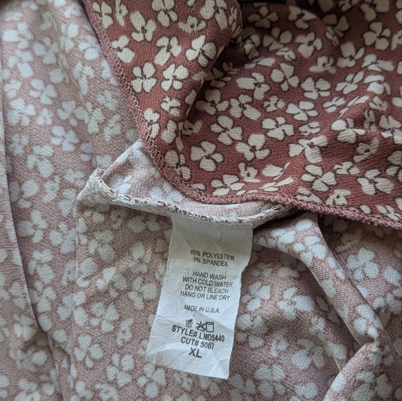 Mauve Button Up Long Sleeve Floral Dress - Picture 6 of 6